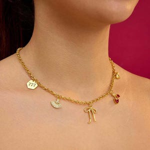 24K Gold Plated, Build Your Own Custom Charm Necklace ,Pick Your Charms, Vintage Chunky Necklace,Personalized Gift for Her, Birthday Gift