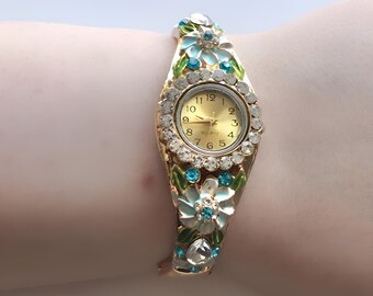 Floral Charm Bracelet Watch, Watch Sisters Princess Edition Charm Watch Collection, Floral Watch for Women, Crystal Stone Watch, Gifts