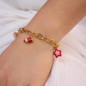 Build Your Own Custom Charm Bracelet, 24K Gold Plated, Pick Your Charms, Vintage Chunky Bracelet, Personalized Gift for Her