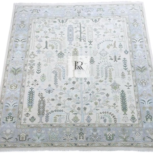 Oushak Rug Hand Knotted 8x10, 9x12, 10x14, Wool Traditional And Vintage Antique Oushak Wool Area Rug For Living Room Rug