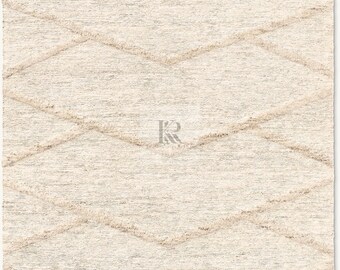 Handwoven Jute Chevron Rug: Ivory Beige Flatweave, Organic Modern Style
