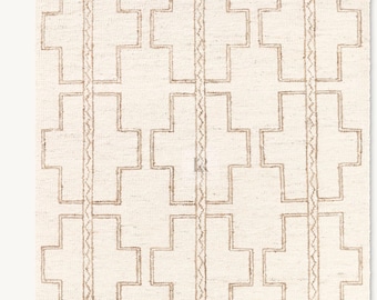 Boho Jute Area Rug: Handwoven Geometric Flatweave