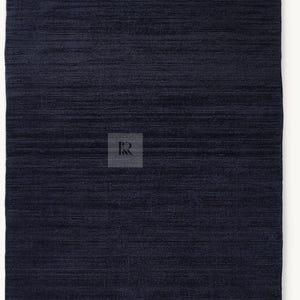 Hand-Tufted Wool Rug: Deep Blue Modern Luxe Texture
