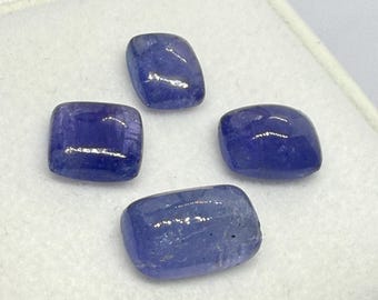 13.36 Karat natürliche Tansanit Cabochons | Rechteck Blaue Edelsteine, Wire Wrapping, Fassung (4 Stück)