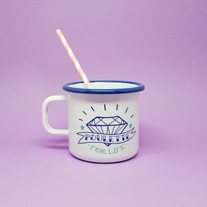 Retro enamel mug Poulette For Life image 1