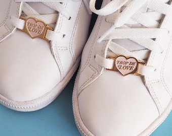Trop de love heart pink pastel lace locks for sneakers