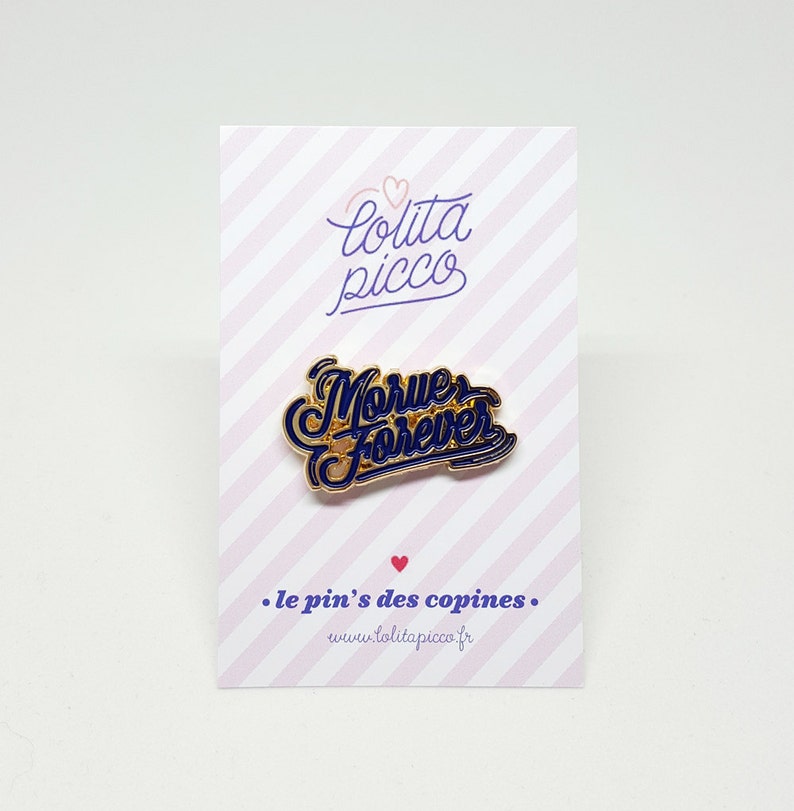 Pin's Morue Forever bleu et doré, cadeau pour copine image 2