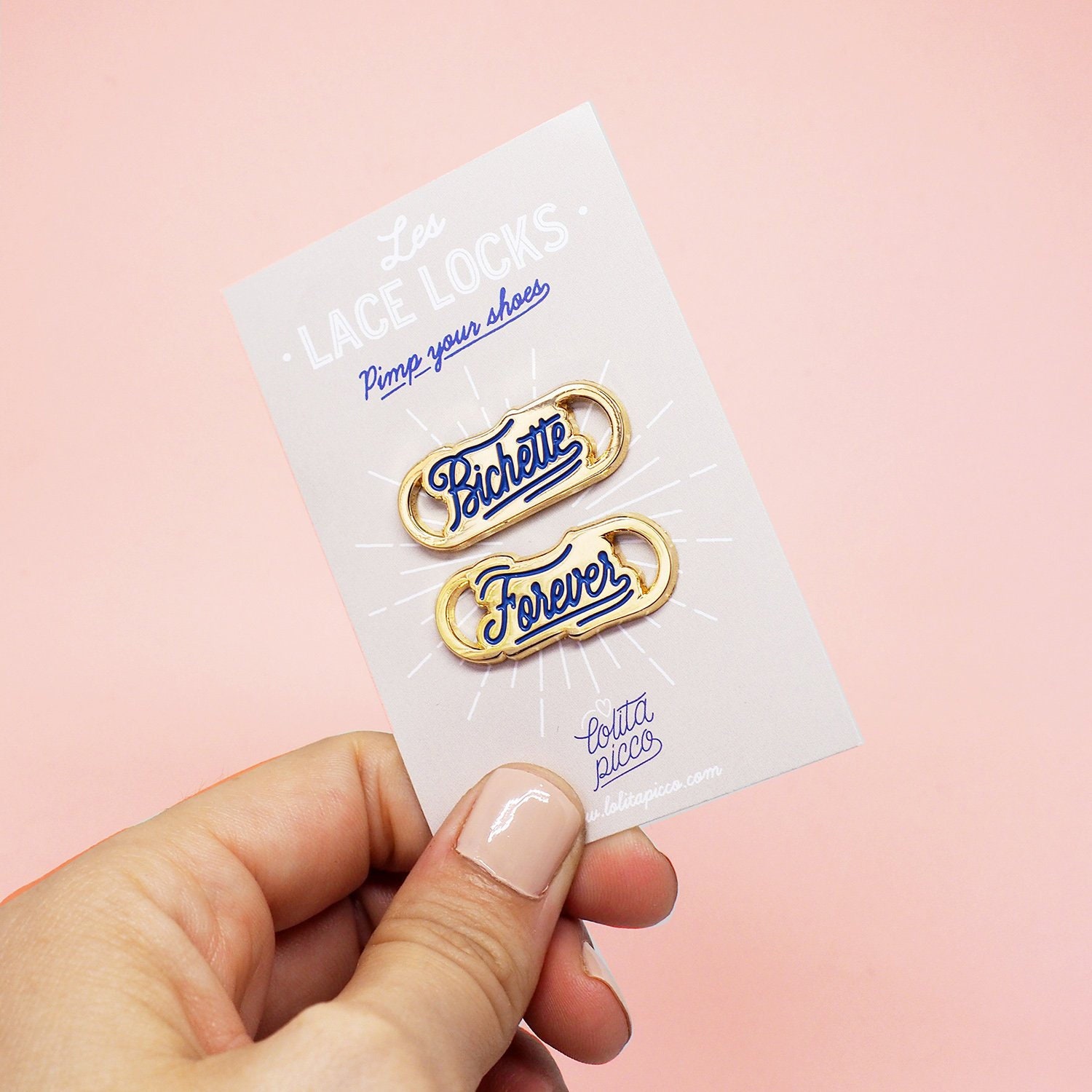 Paire de lace locks "Bichette Forever" cadeau pour elle