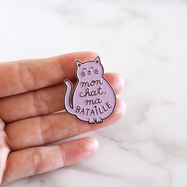 Pin's en email Mon chat, ma bataille cadeau pour cat lover imagen 1