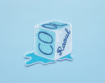 Iron on patch "Cool Raoul" blue ice cube