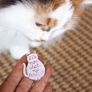 Pin's en email Mon chat, ma bataille cadeau pour cat lover imagen 3