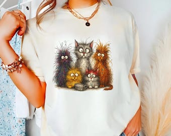 Funny Fluffy Cat T-Shirt: Comfort Colors Graphic Tee for Cat Lovers