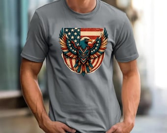 Vintage American Eagle T-Shirt: Patriotic USA Flag Graphic