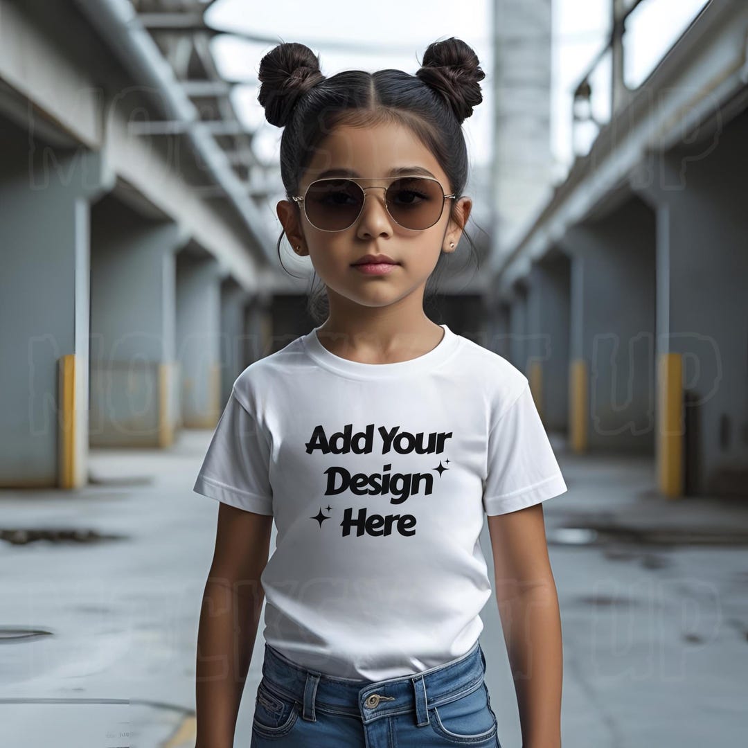Gildan 5000B White T-shirt Mockup | Urban Street Young Girl Model Tee ...