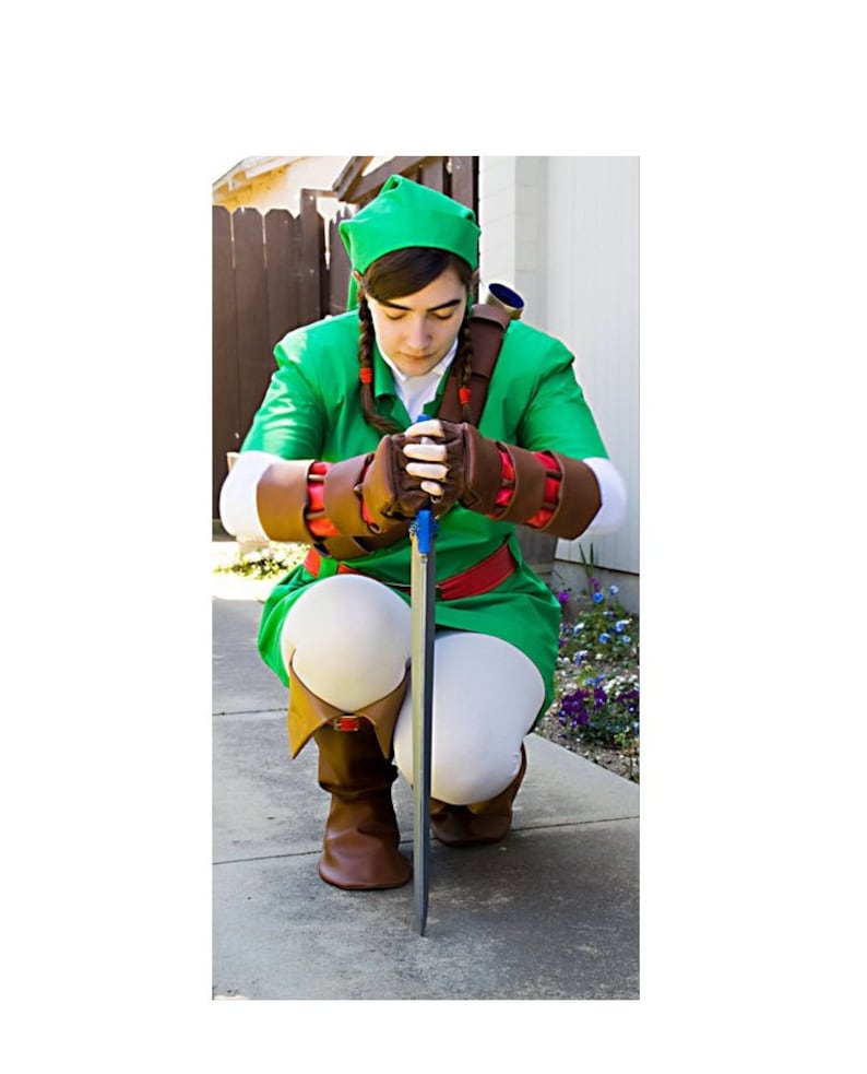 Link Costume Ocarina of Time from the Legend of Zelda custom made in the USA to any size Pro Cosplay Quality plus Gauntlets imagen 1