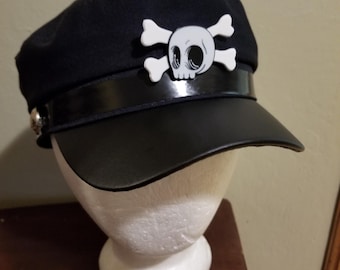 Noodle hat Gorillaz Cosplay Noodle's Cap with skull crossbones from Demon Days Era dark blue school Gakuran cap or grey Kepi
