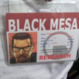 Black Mesa ID Badge for Half Life Cosplay Research Scientist or Security or any custom idea you have and add a neck tie if you need one
