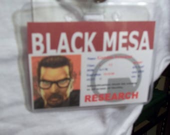 Black Mesa ID Badge for Half Life Cosplay Research Scientist or Security or any custom idea you have and add a neck tie if you need one