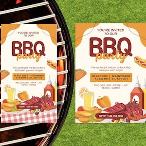 BBQ Party Invitations | Editable & Printable Summer BBQ Invite | Instant Download + Mobile Version Included