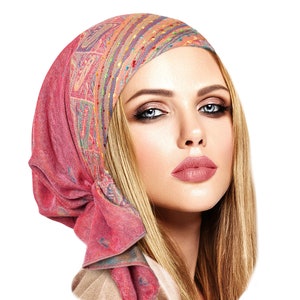 Pink Cashmere Headscarf Non Slip Soft Head Wear for Women Pre-Tied Tichel