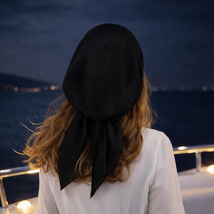 Navy Blue Cotton Head Scarf: Non-Slip Head Wear Tichel image 12