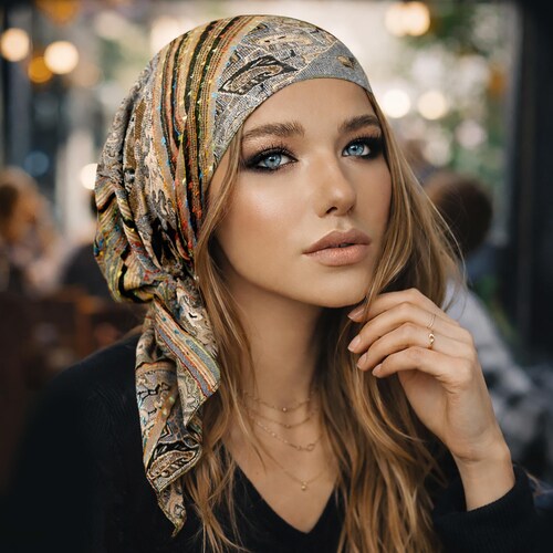 Pretied Head Scarf Non-Slip Women Stylish Jewish Head Coverings Scarf Amazon.com: Pretied Head Scarf for Women Lightweight Pretied  main image 4