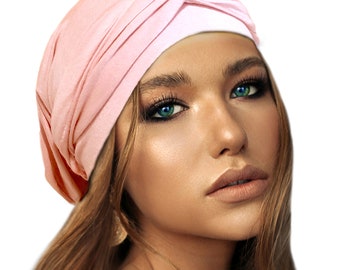 Pink Soft Cotton Head Scarf Head Cover Tichel For Women Soft Cotton Lightweight Pre-Tied Boho Chic Bandana Pink ShariRose