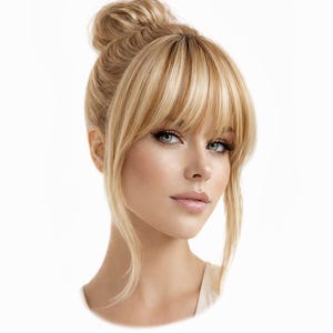 Blonde Clip In Bangs: Remy Brazilian Real Human Hair Extensions