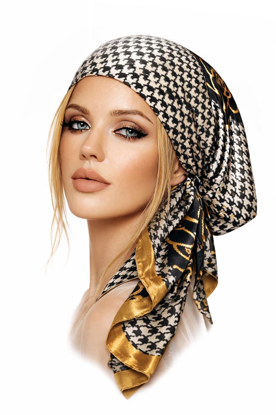 Slip Silk Turban in Black and Gold Black Turban – Slip main image 4