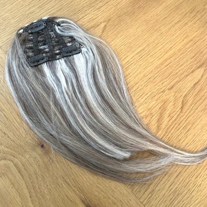 Clip in Bangs Dirty Blonde Hair Extensions 100% Virgin Remy Brazilian Human Hair Fringe Modern Chic: The tiny clip in wig ShariRose image 3