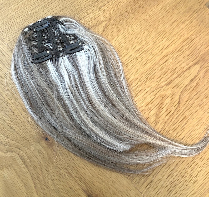 Clip in Bangs Dirty Blonde Hair Extensions 100% Virgin Remy Brazilian Human Hair Fringe Modern Chic: The tiny clip in wig ShariRose image 3