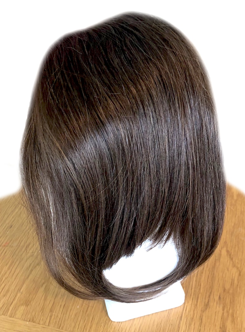 Clip in Bangs Dirty Blonde Hair Extensions 100% Virgin Remy Brazilian Human Hair Fringe Modern Chic: The tiny clip in wig ShariRose Dark Brown