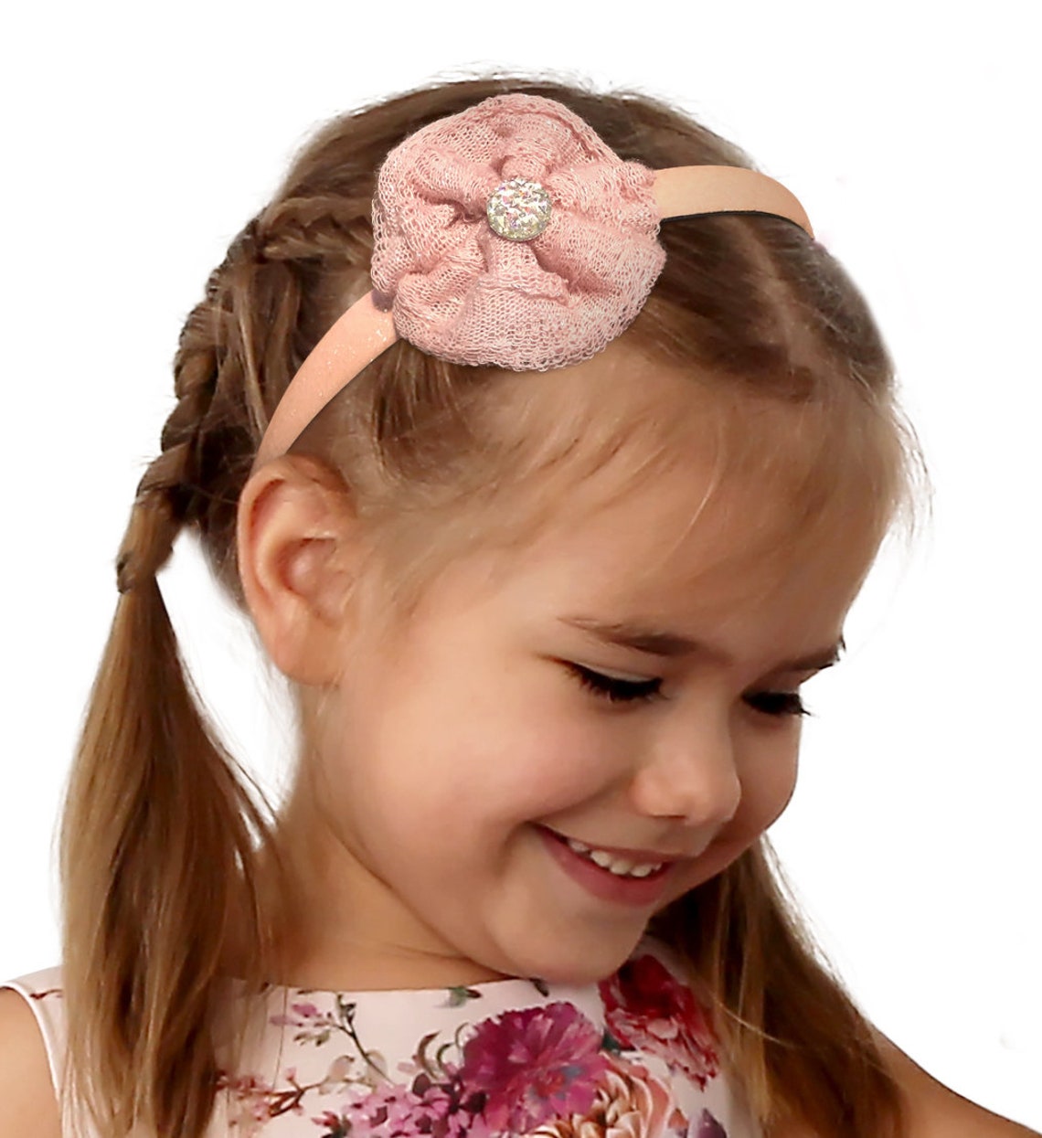 2 Little Girl Pink Headbands Flexiable Fit Toddler Headwear Etsy