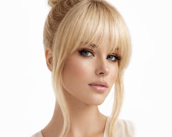 Blonde Clip In Bangs: Remy Brazilian Soft Silky Real Human Hair Extensions