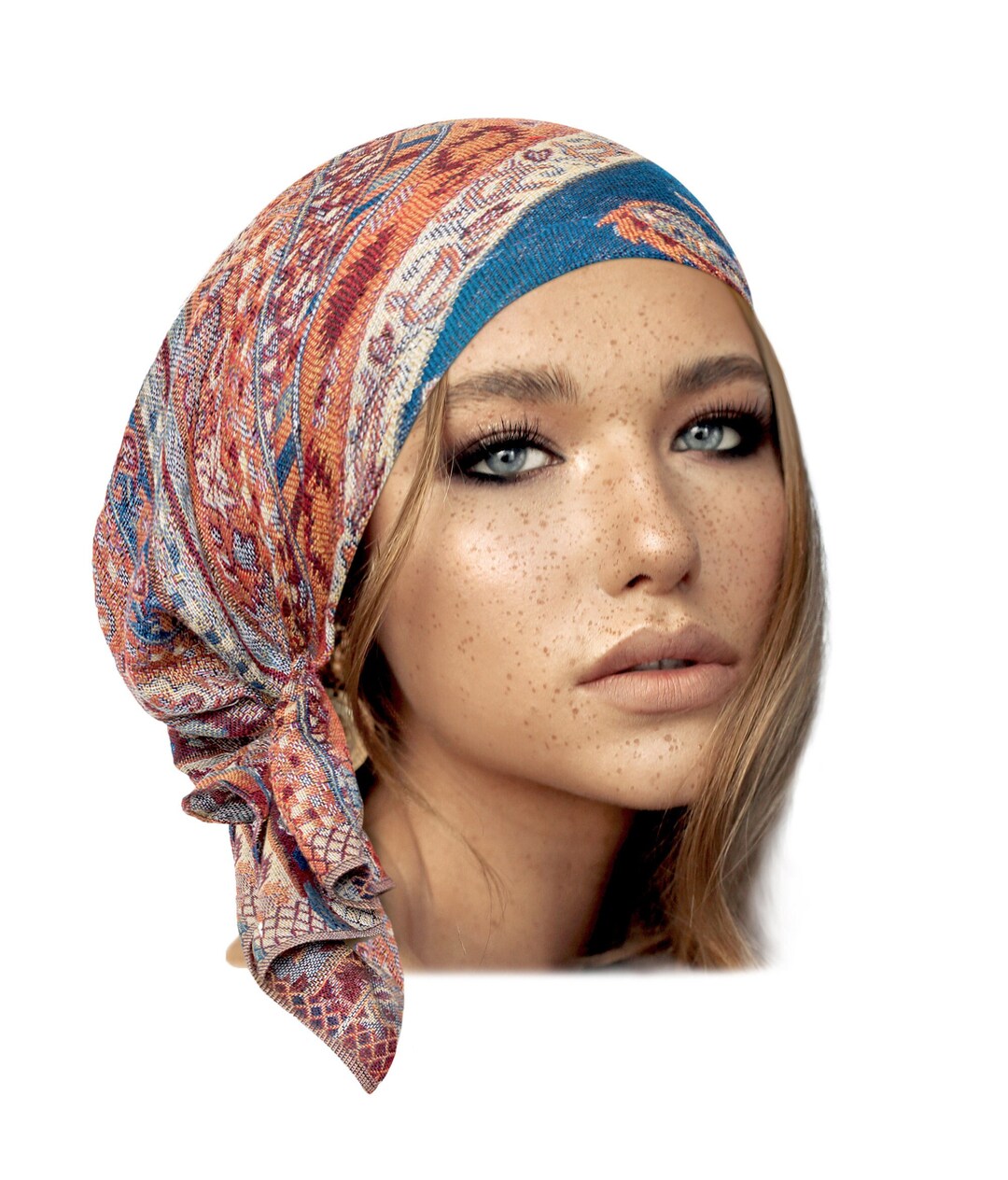 Navy Blue Head Scarf Cashmere Head Cover for Women Beige Navy Burnt