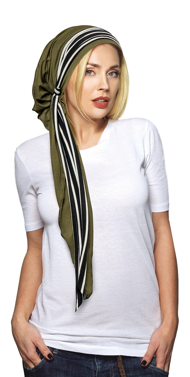 Olive Green Head Scarf Tichel Head Wrap Soft Long Cotton with Etsy