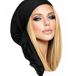 Navy Blue Cotton Head Scarf: Non-Slip Head Wear Tichel Black non slip