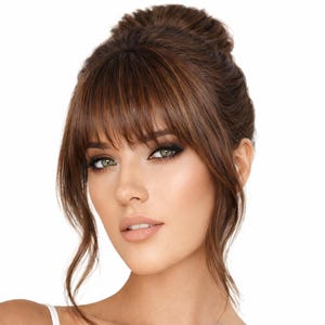 Frange brune à clip : frange brésilienne pour cheveux humains Remy Virgin