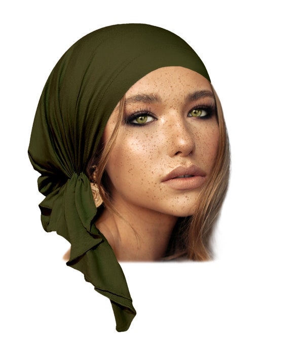 Olive Green Headscarf Army Forest Tichel Hair Snood Head Scarf 