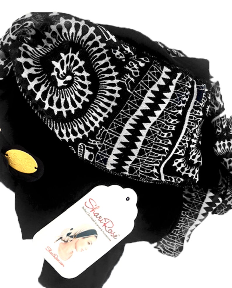 Black Silver Knit Wrap 123 Black Head Scarf Cotton Boho Chic Tichel Hair Snood Chemo Hat Cancer Cap Turban Head Wrap Pre Tied Bandana