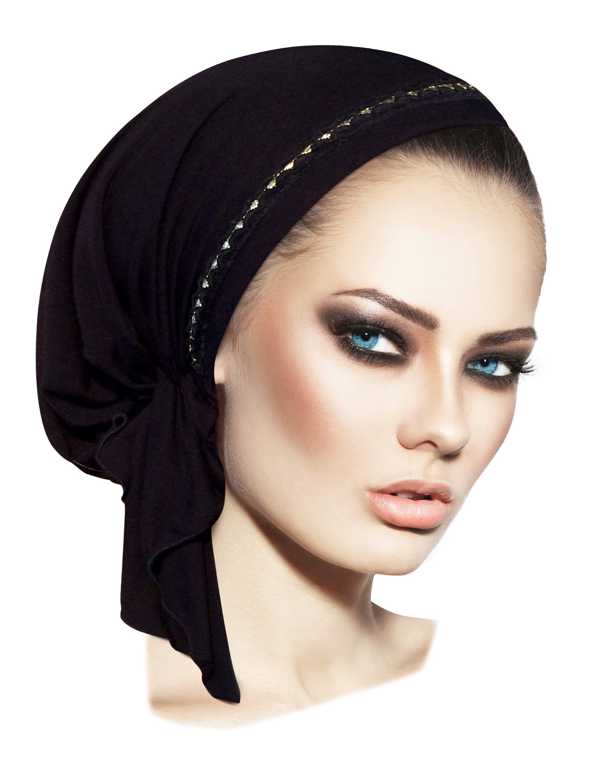 black and gold head scarf