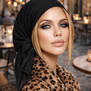 Navy Blue Cotton Head Scarf: Non-Slip Head Wear Tichel image 13