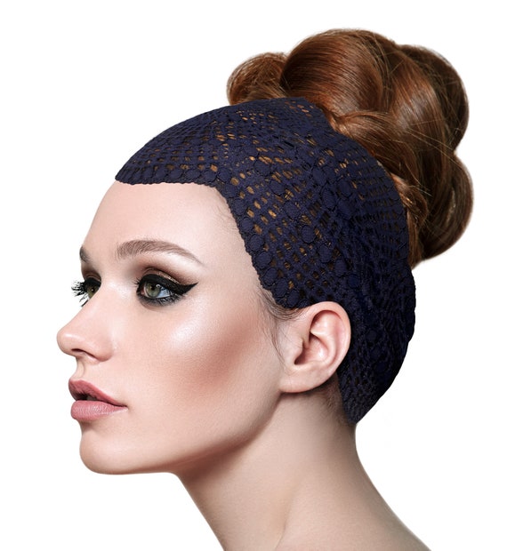 Navy Blue Vintage Lace Headband Boho Chic Head Band Hair Bands Etsy