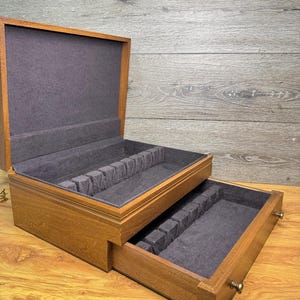 Vintage wooden Flatware Chest with Drawer Storage Box Tarnish Proof 15x11x5.5”