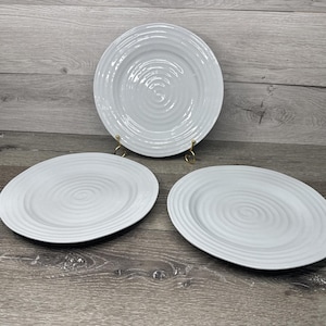 Portmeirion Sophie Conran 11” Porcelain Dinner Plates Gray ~Set of 3