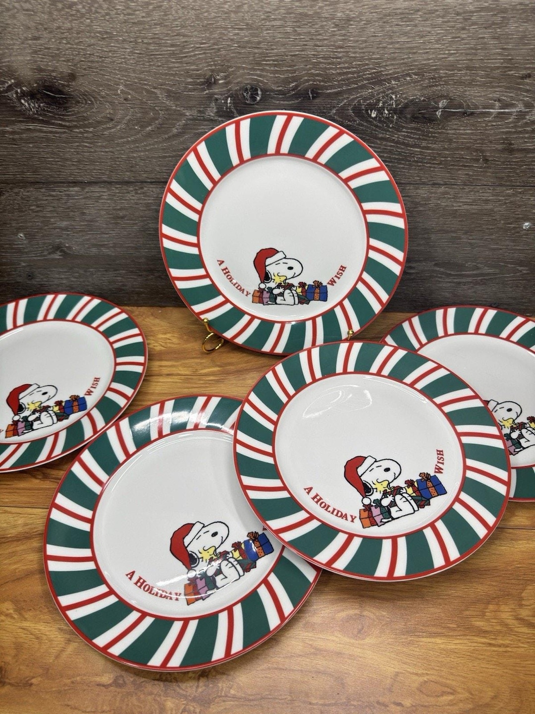 Gibson Snoopy Peanuts A Holiday Wish Christmas Holiday Dinner Plate 10 ...