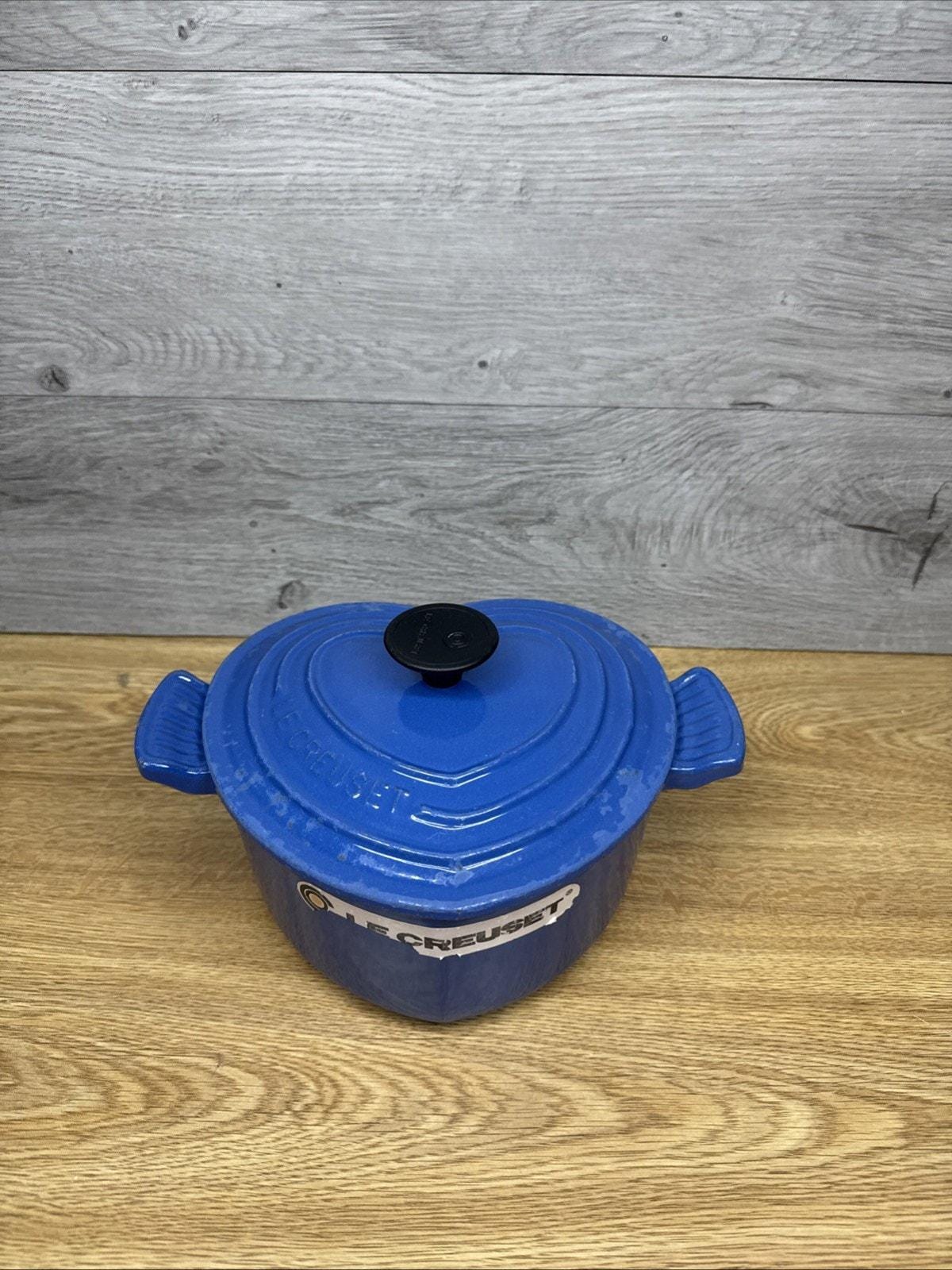 LE CREUSET Blue Enameled 2 Qt Heart Shaped Cast Iron Dutch Oven