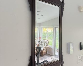 Ethan Allen Vintage Chippendale Väggspegel Mahogny Avfasat Glas 91x51 cm