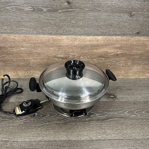 VTG Chef&#39;s Ware Model 600 Liquid Core 11&quot; Electric Skillet Pan & Lid- WORKS