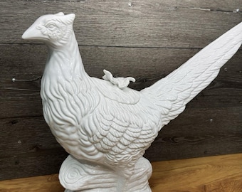 Duża biała ceramiczna waza na zupę z bażanta Williams Sonoma, ozdobna na środek stołu, duża, 21 cali, Harvest
